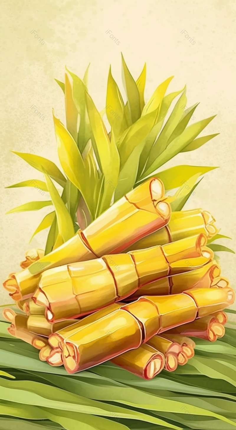 秋天秋季竹叶堆里放着的竹笋收货季节手绘插画,插画/手绘图,插画/手绘图库,插画/手绘图下载,插画/手绘